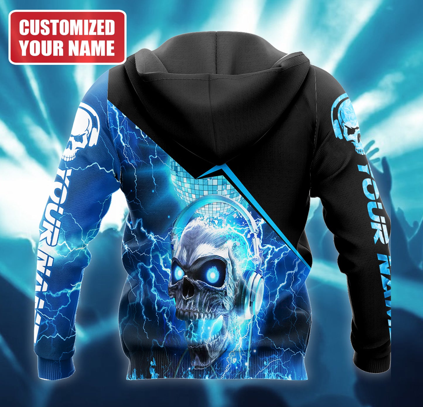 Personalized Name Skull Disc Jockey All Over Printed Unisex Shirt