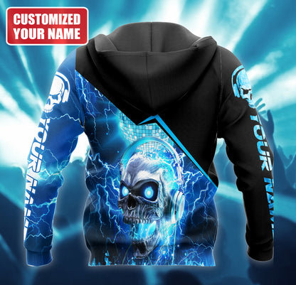 Personalized Name Skull Disc Jockey All Over Printed Unisex Shirt