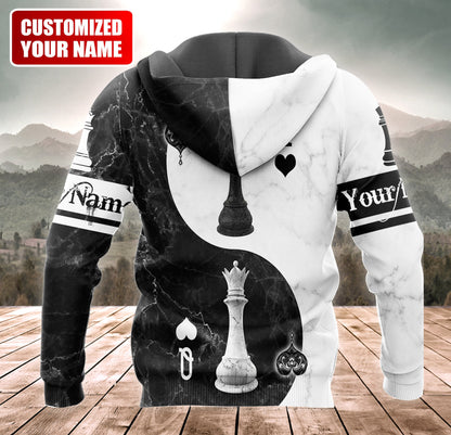 Personalized Name King Queen Chess Yin Yang All Over Printed Unisex Shirt