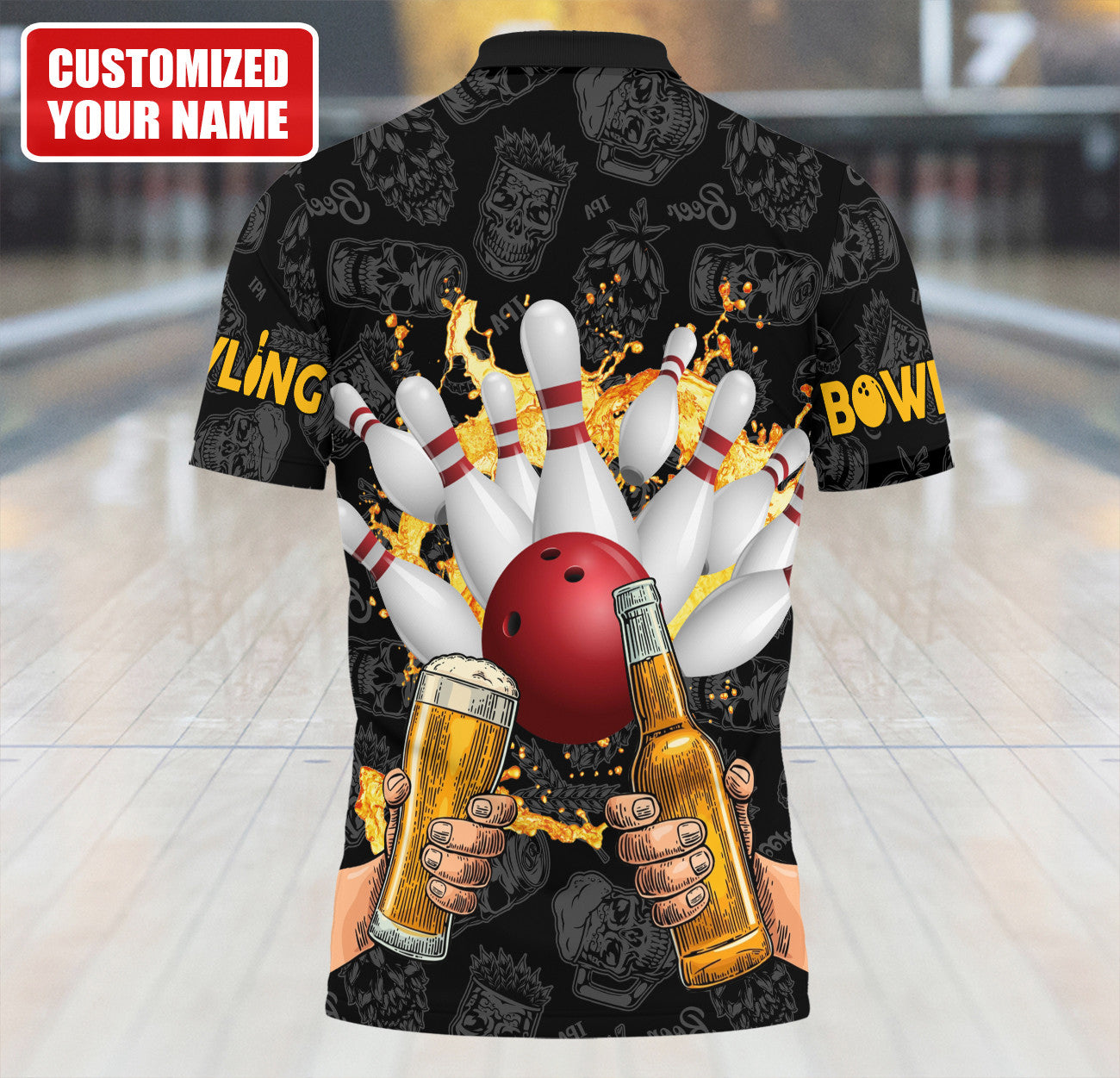 Personalized Name Bowling Beer All Over Printed Unisex Shirt
